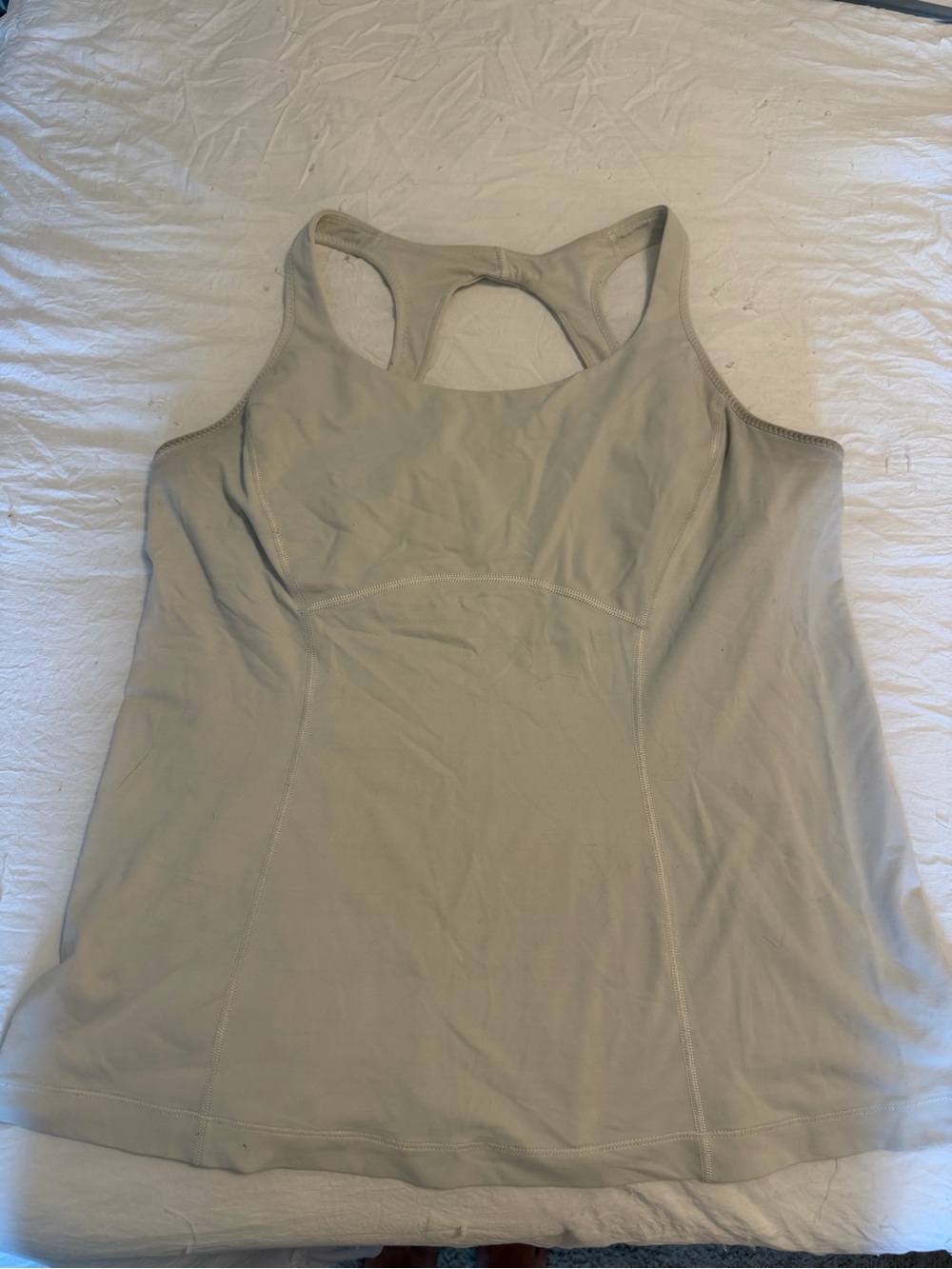 Lululemon Stuff Your Bra Tank II - Beige/white, size 12